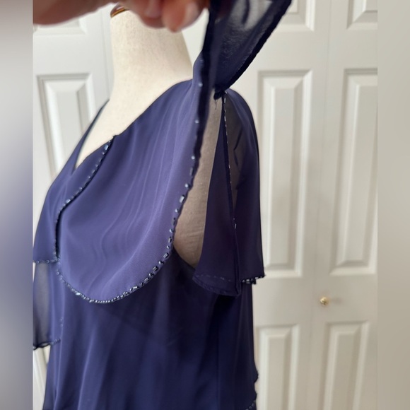 Patra Navy Blue Tiered Midi Dress V-Neck - Picture 4 of 9